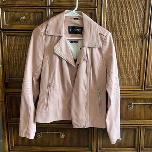 BNWOT size small GUESS leather jacket in blush